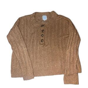 Hippie Rose Woman's Henley Chunky Boho Preppy Knit Sweater SZ M